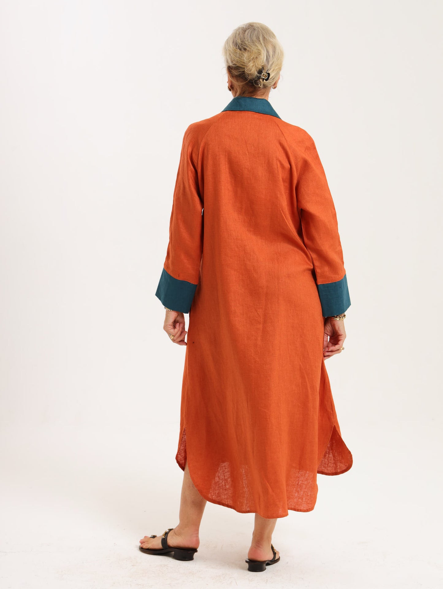 River Indigo Dress- Contrast Terracotta