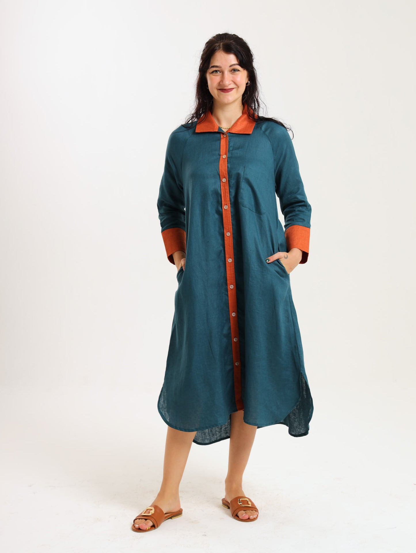 River Indigo Dress- Contrast Teal