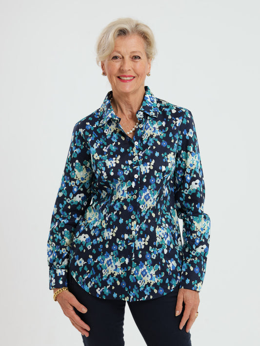 Hibiscus Shirt- Navy