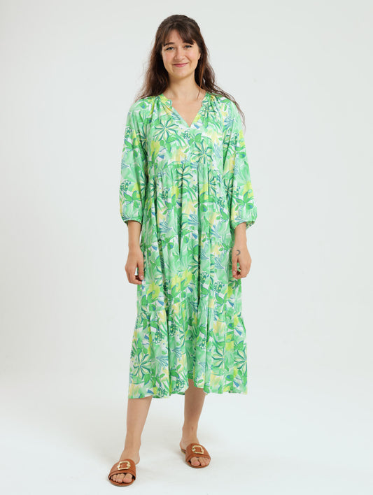 Poppy Dress- Green Floral