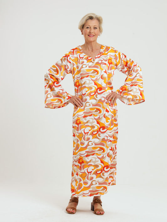 Wattle Kaftan- Orange Swirl