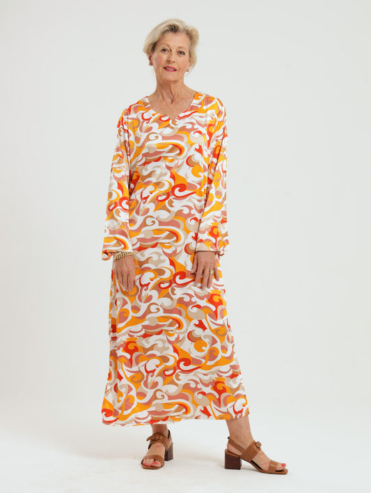 Wattle Kaftan- Orange Swirl
