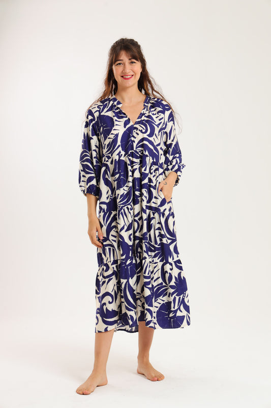 Poppy Dress- Blue Floral