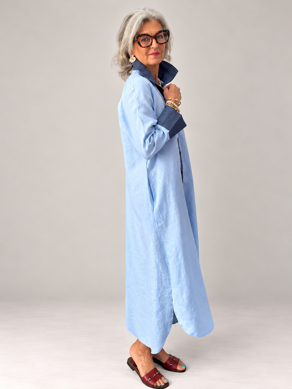 River Indigo Dress- Contrast Blue