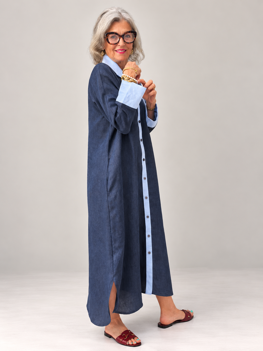 River Indigo Dress- Contrast Denim