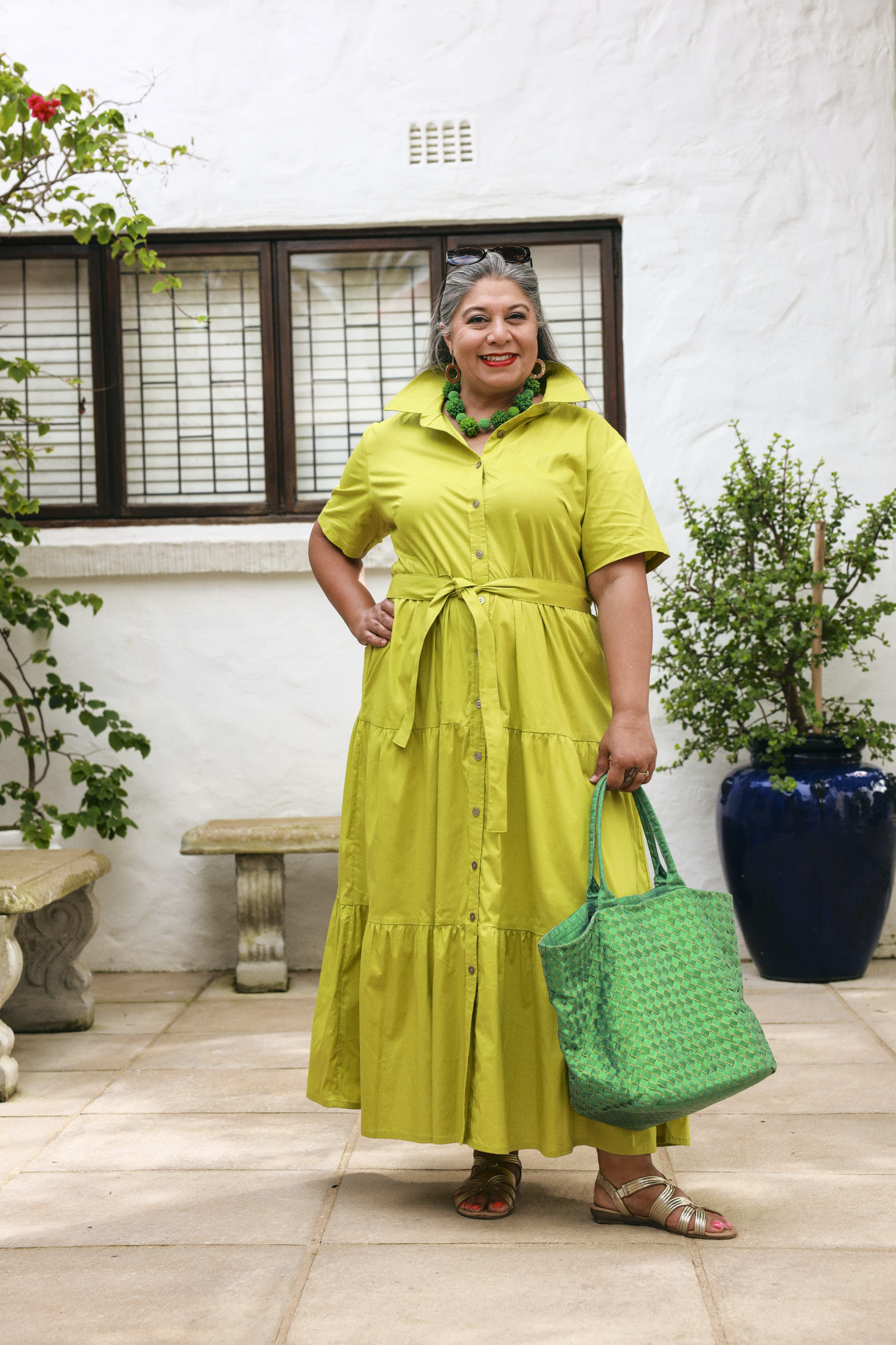 Camellia Dress- Chartreuse