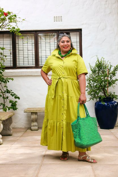 Camellia Dress- Chartreuse