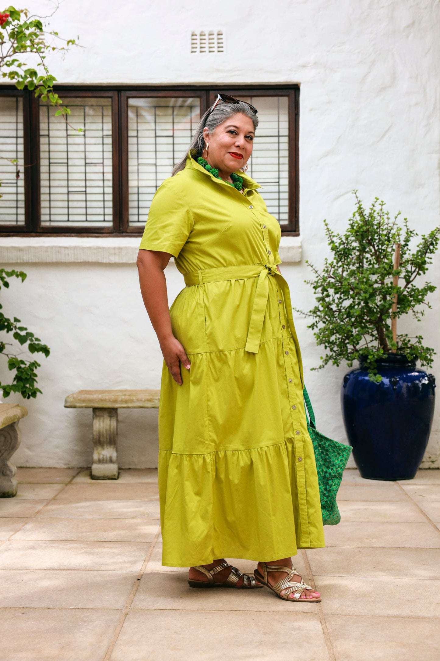 Camellia Dress- Chartreuse