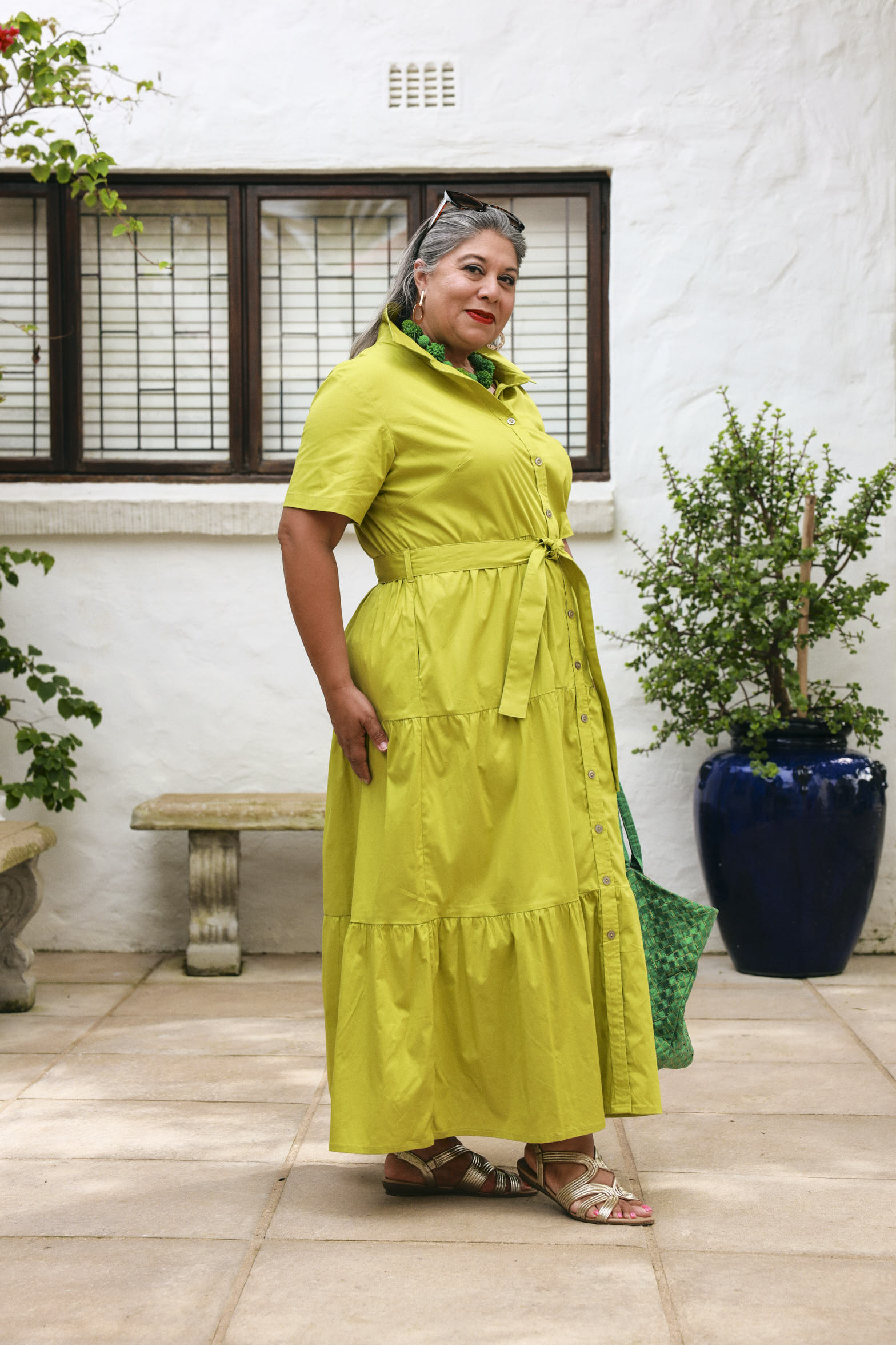 Camellia Dress- Chartreuse