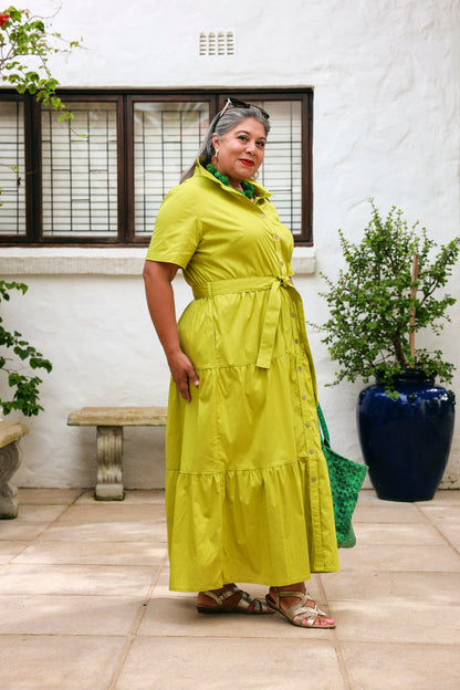 Camellia Dress- Chartreuse