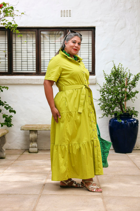 Camellia Dress- Chartreuse