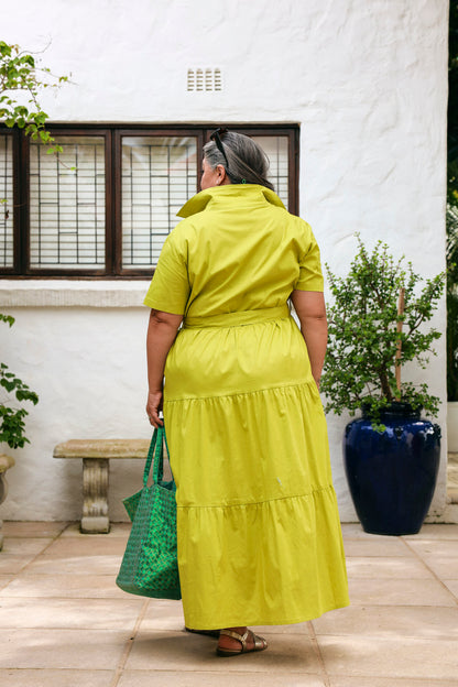 Camellia Dress- Chartreuse
