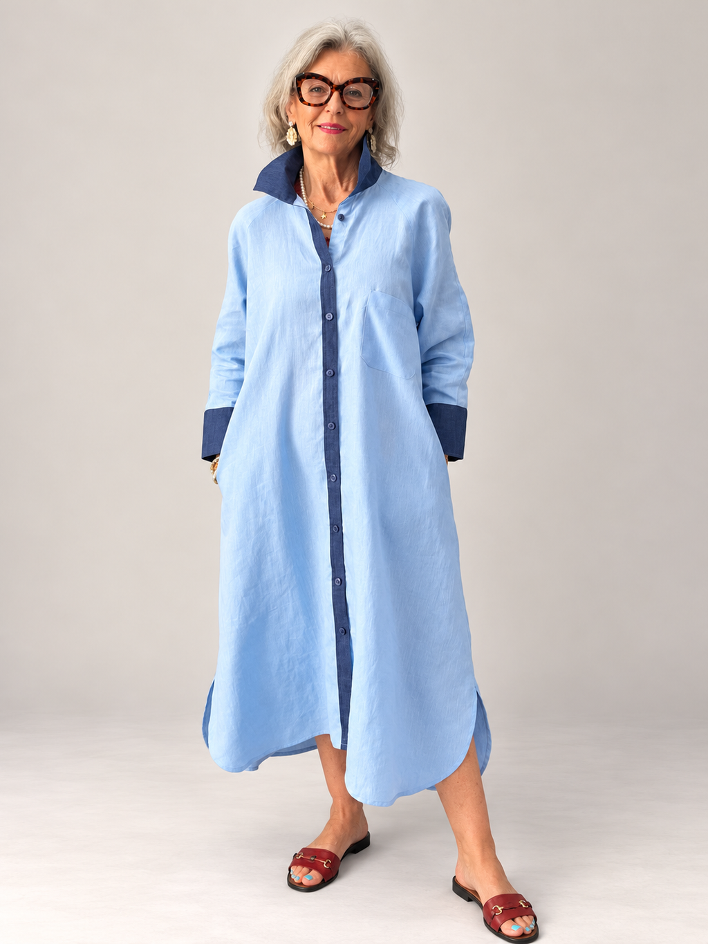 River Indigo Dress- Contrast Blue