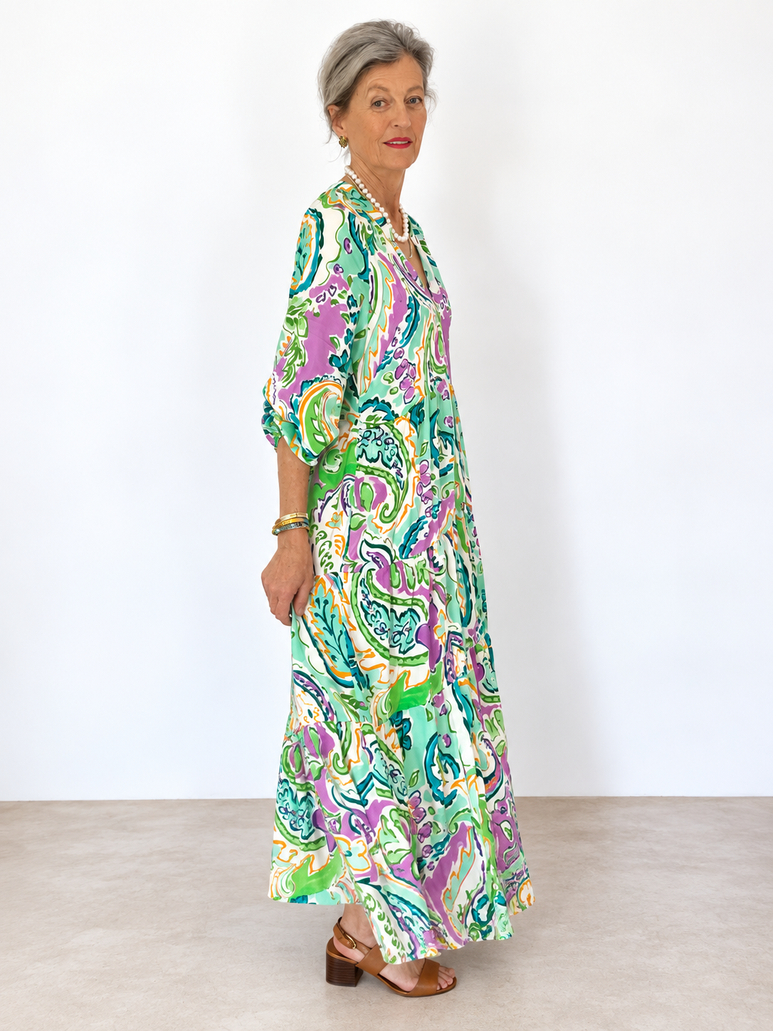 Poppy Dress- Green Paisley