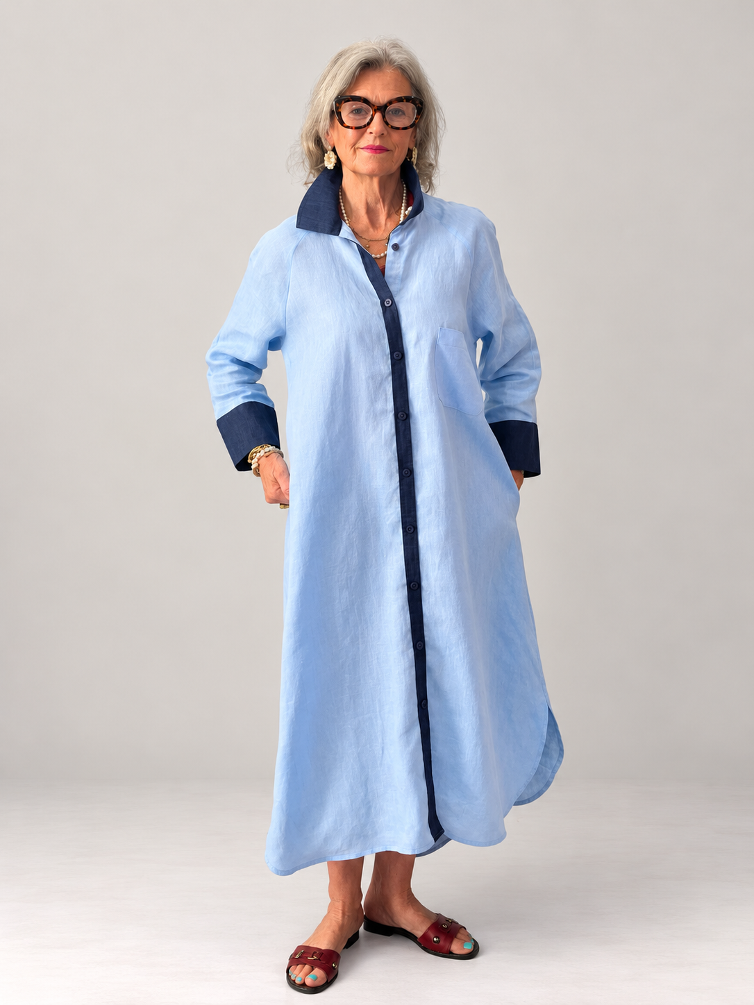 River Indigo Dress- Contrast Blue