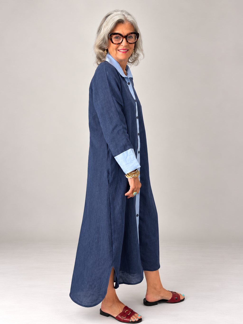 River Indigo Dress- Contrast Denim