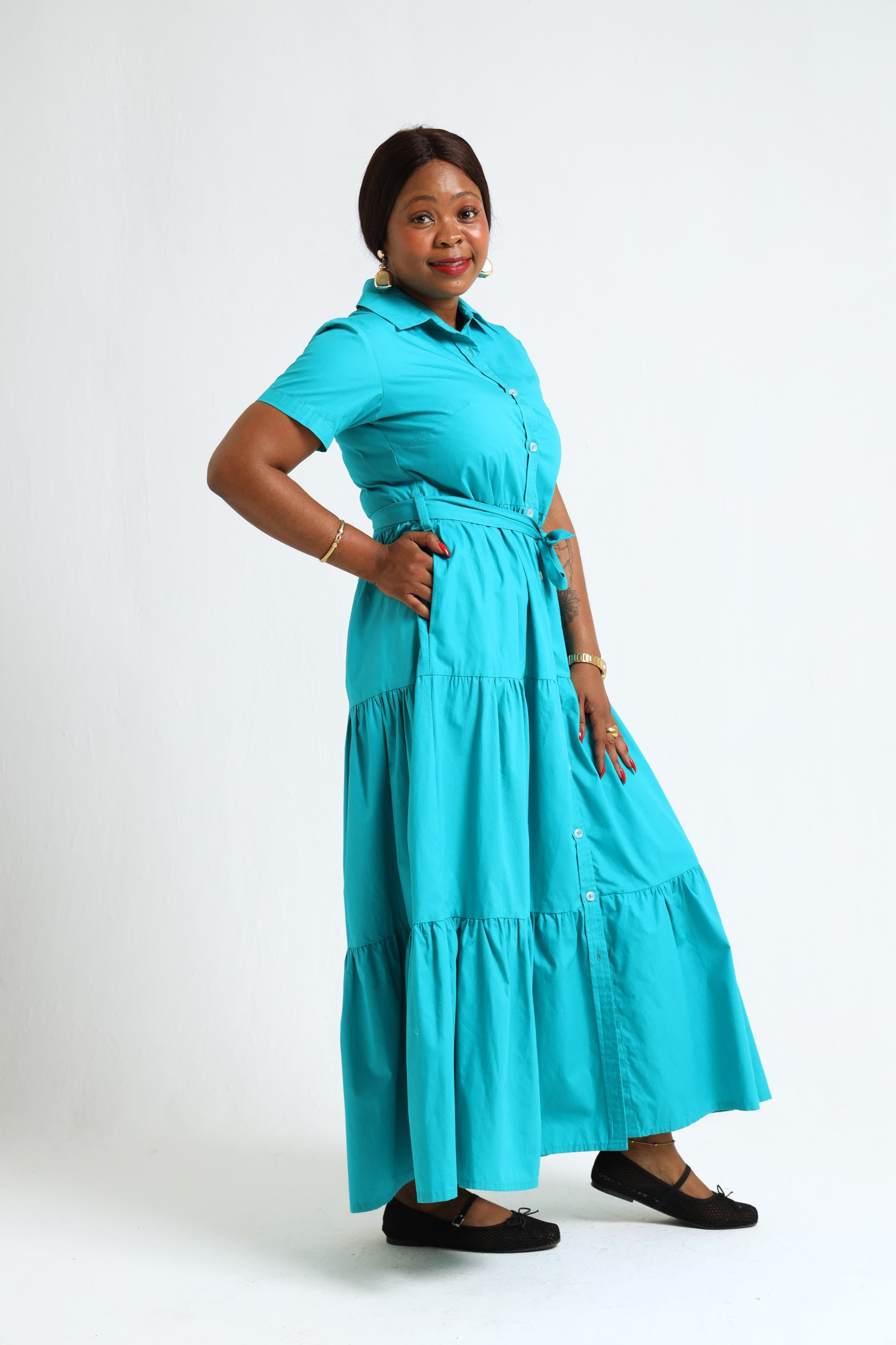 Camellia Dress- Turquoise