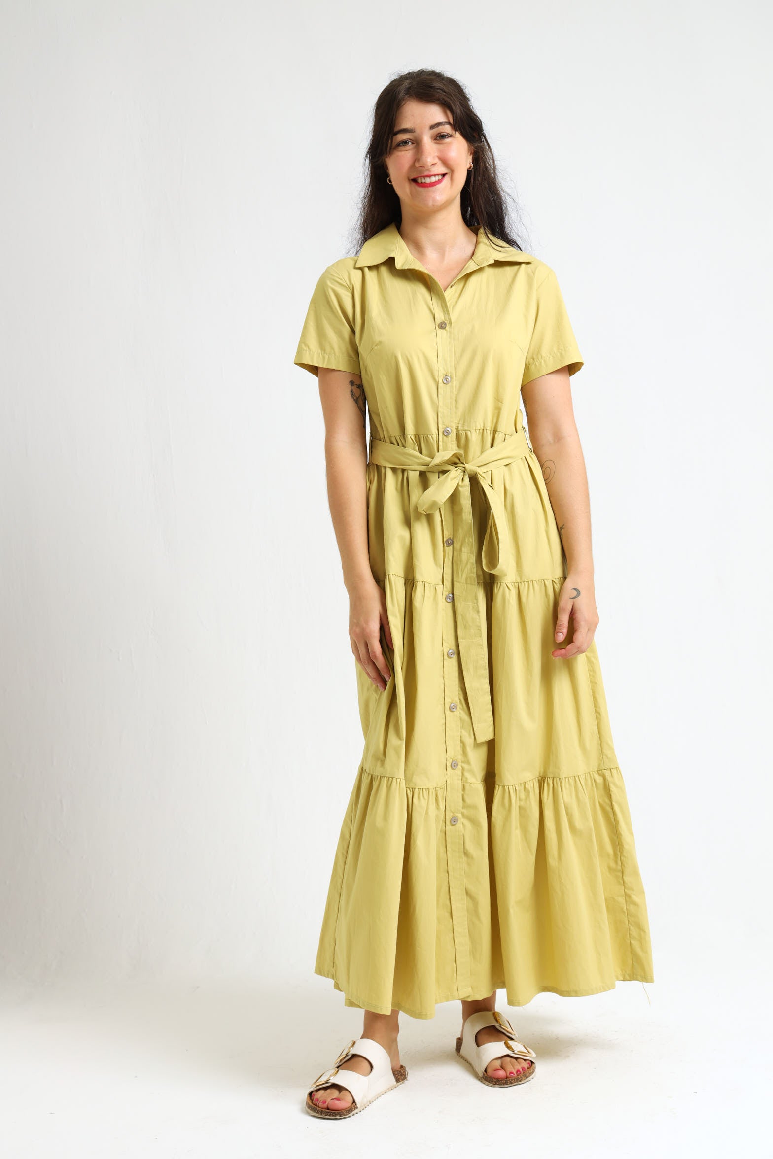 Camellia Dress- Light Chartreuse