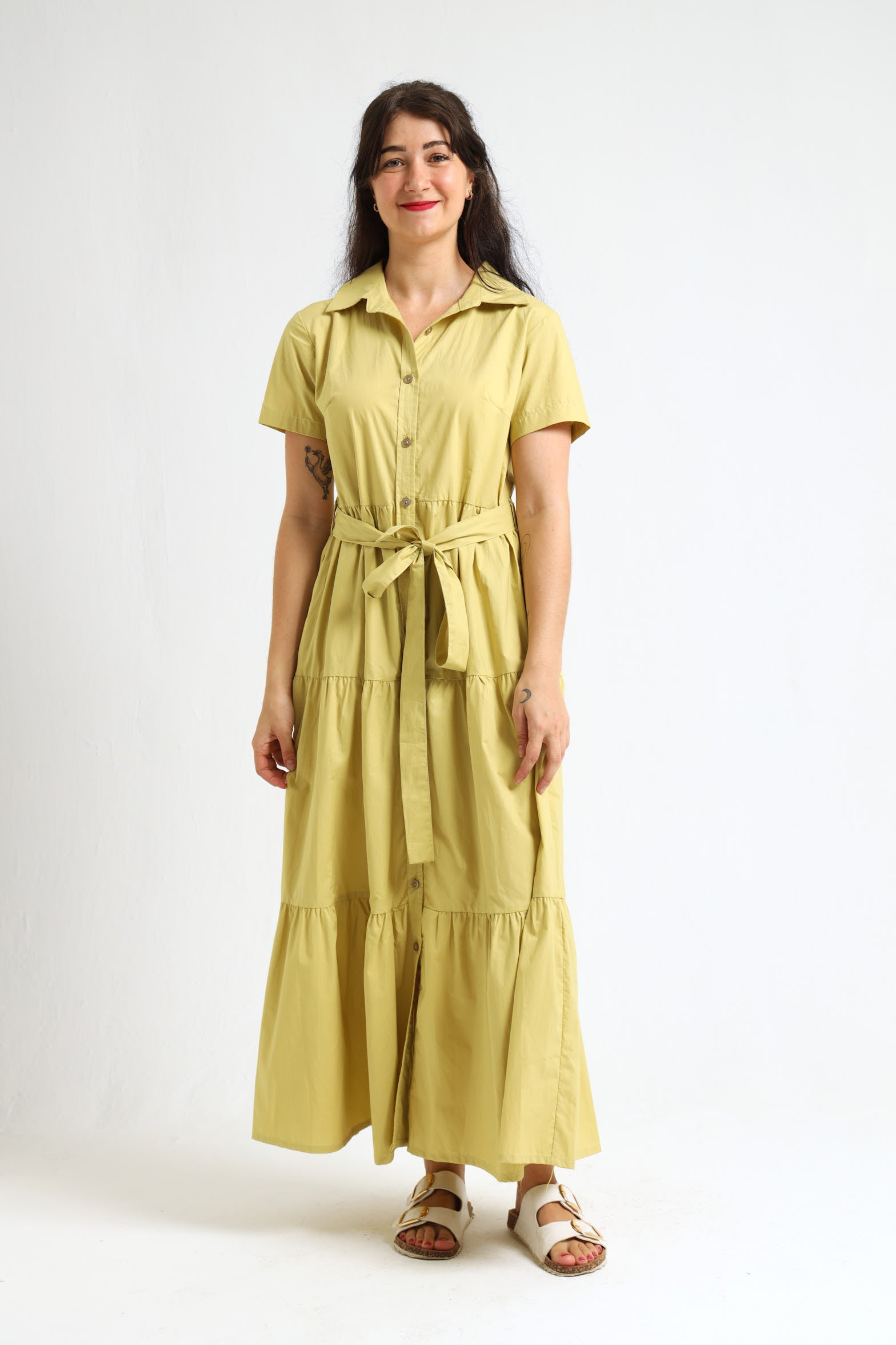 Camellia Dress- Light Chartreuse