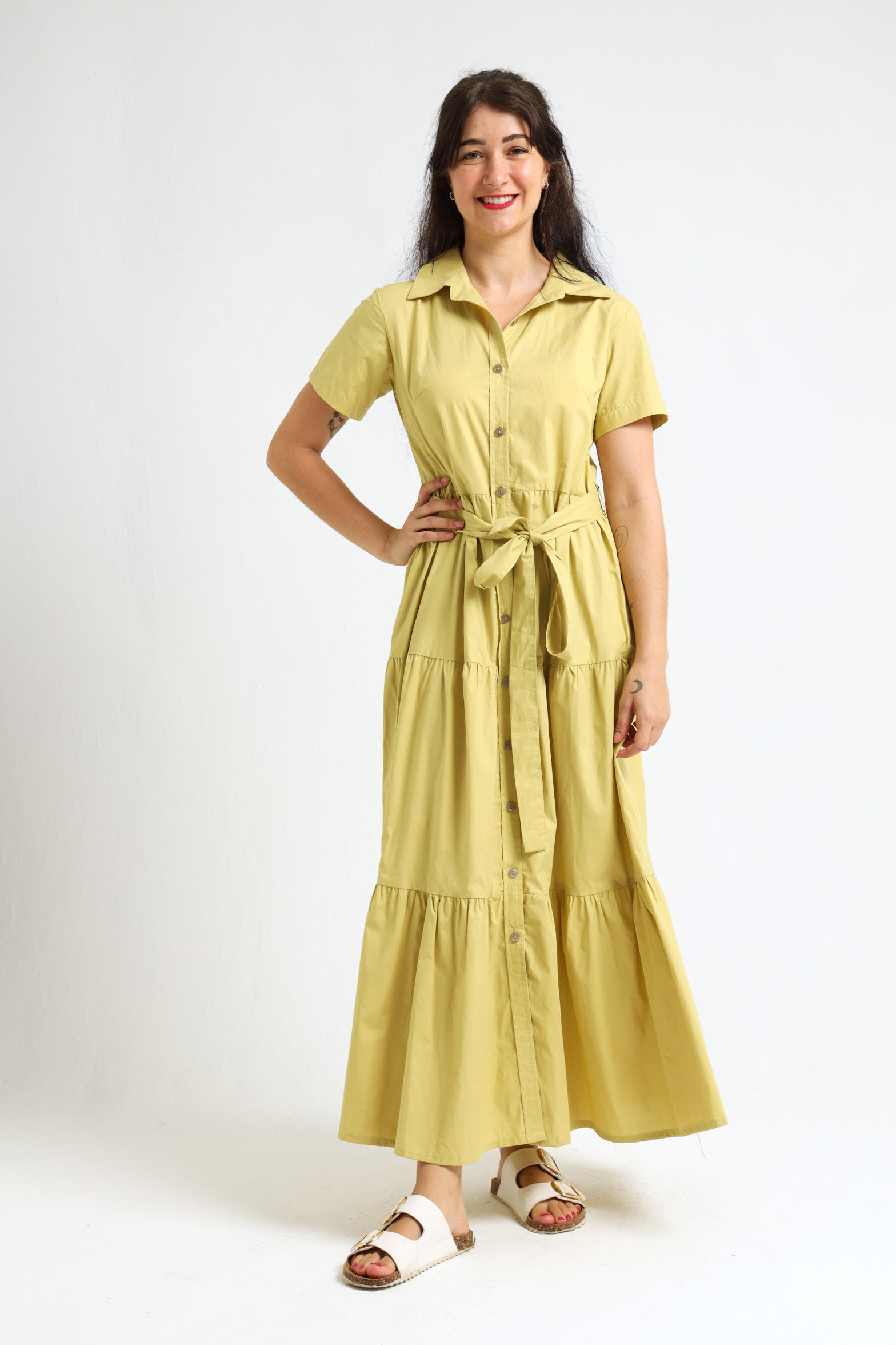 Camellia Dress- Light Chartreuse