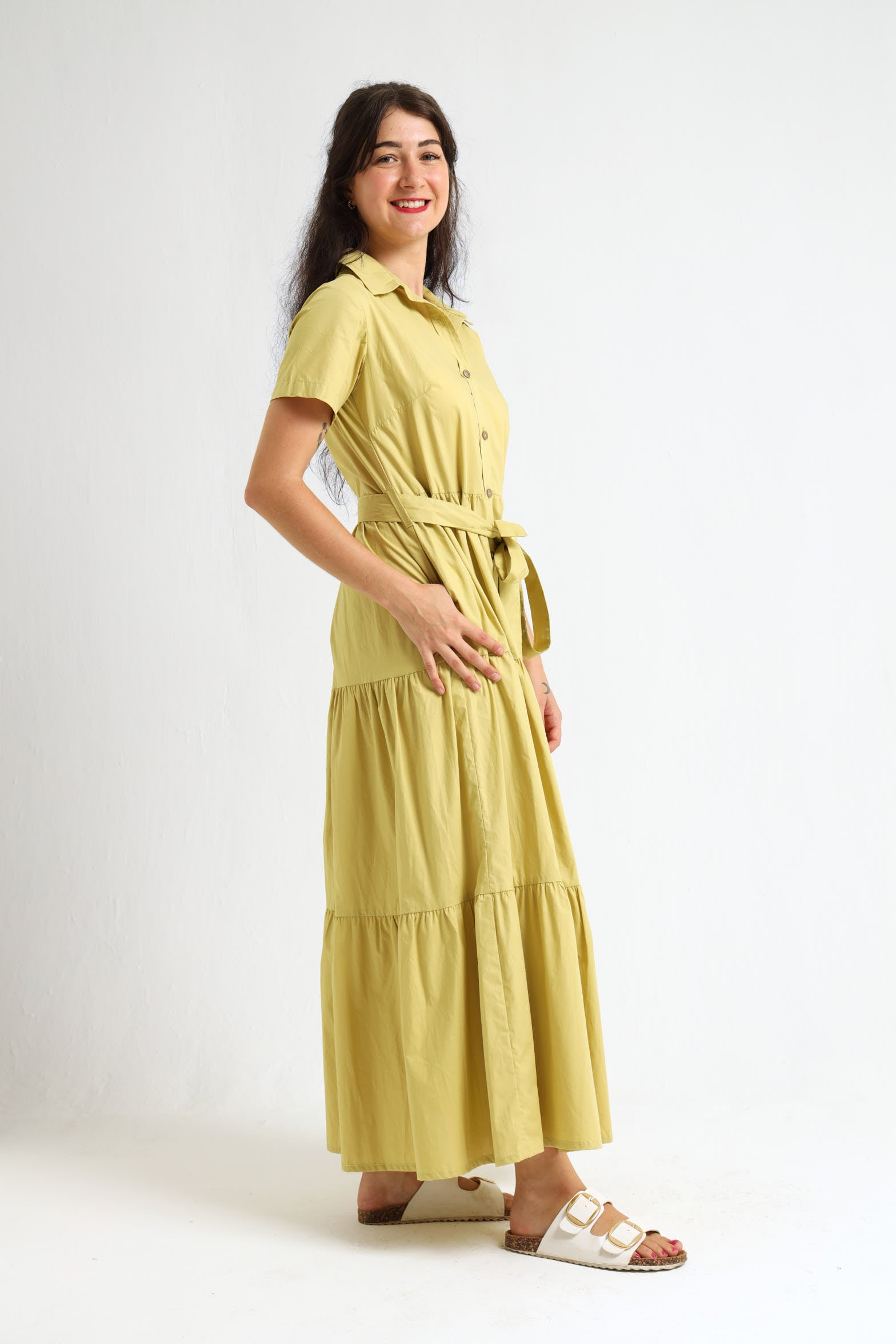 Camellia Dress- Light Chartreuse