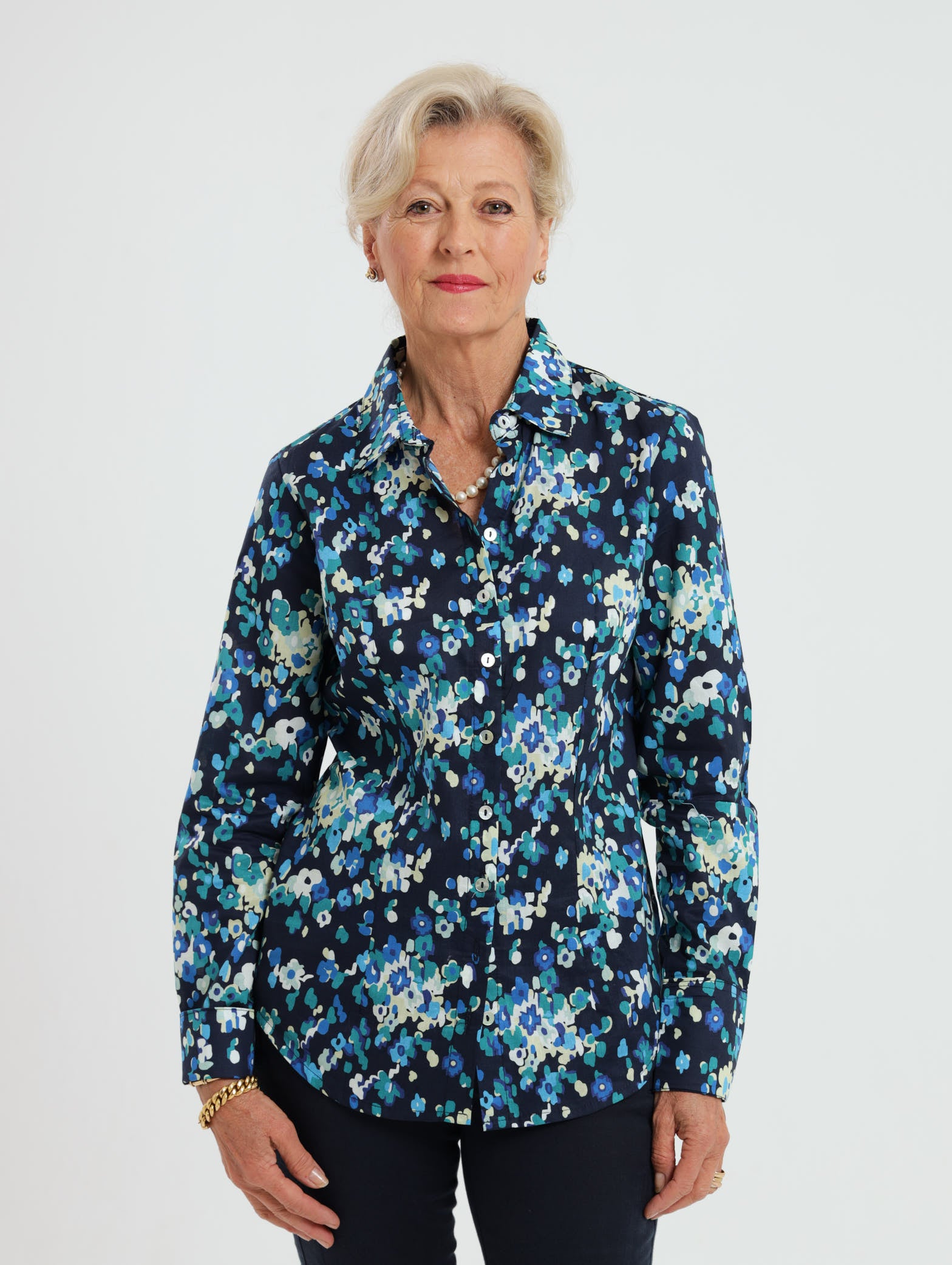 Hibiscus Shirt- Navy