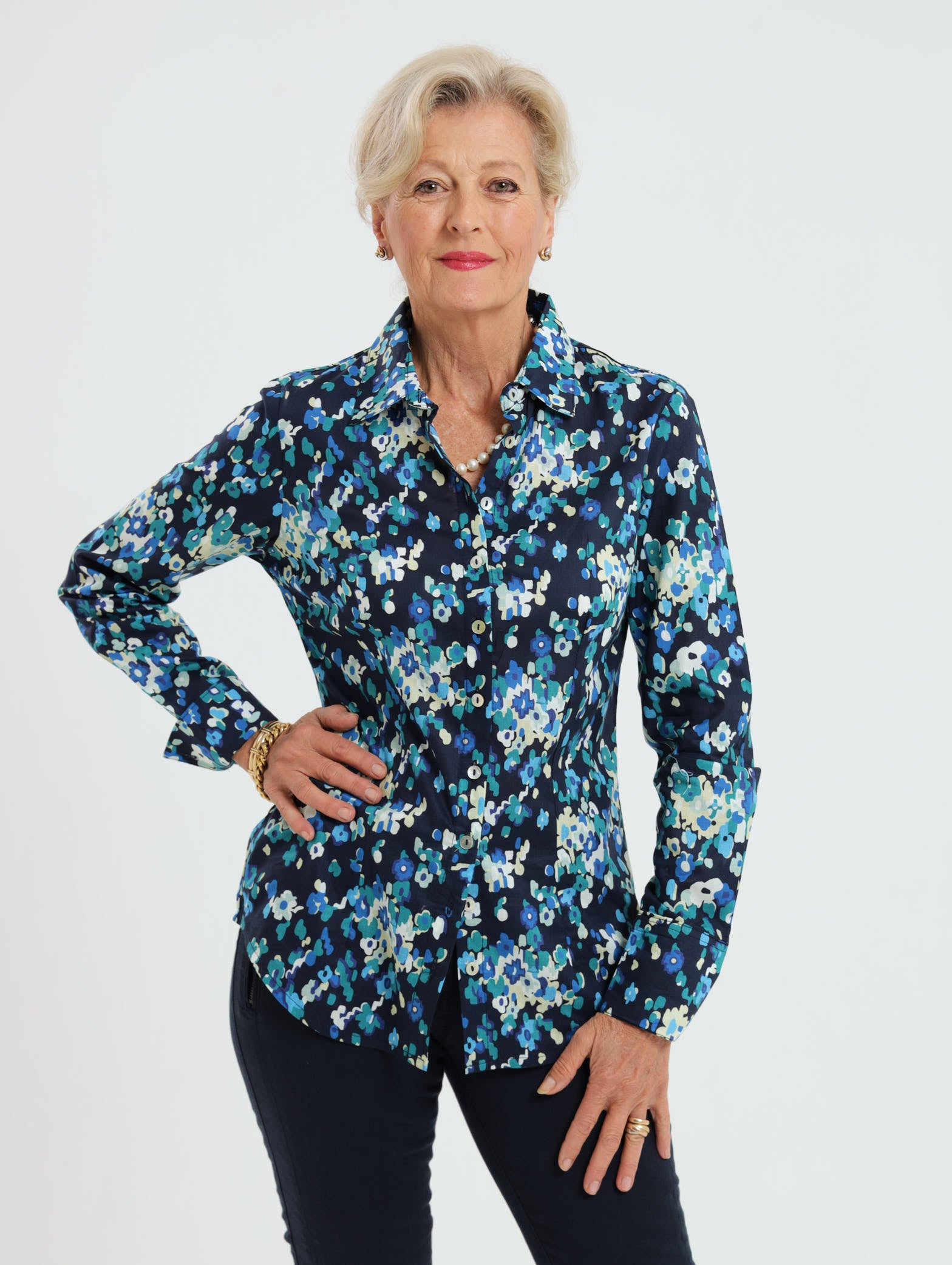 Hibiscus Shirt- Navy