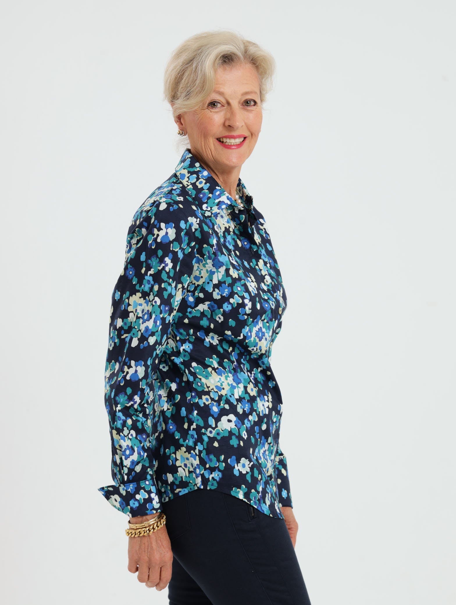 Hibiscus Shirt- Navy