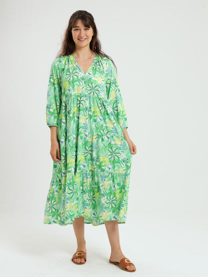 Poppy Dress: Green Floral