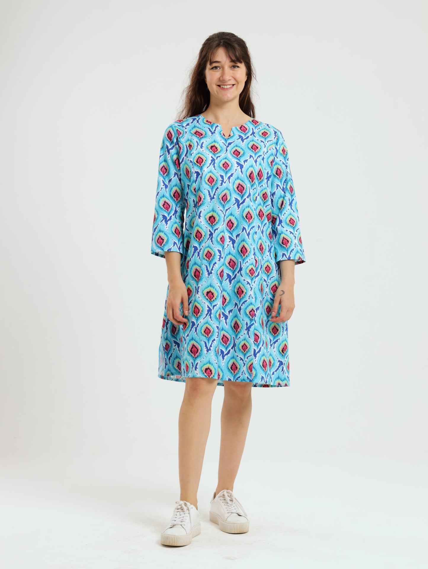 Bamboo Tunic: Blue Ikat