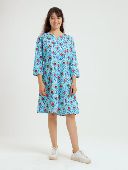 Bamboo Tunic: Blue Ikat