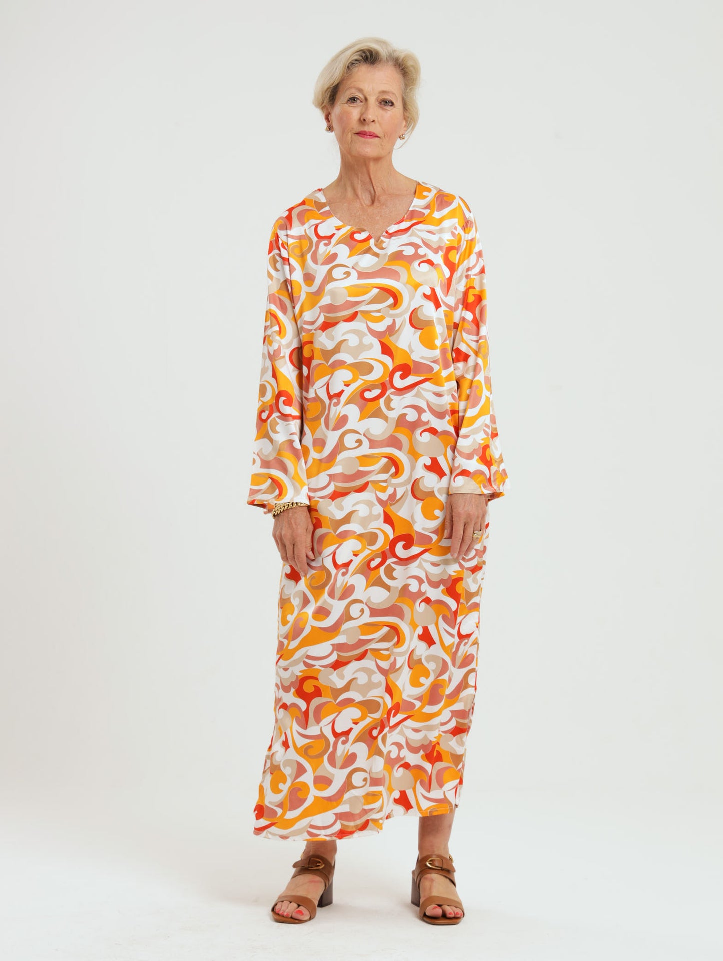 Wattle Kaftan: Orange Swirl