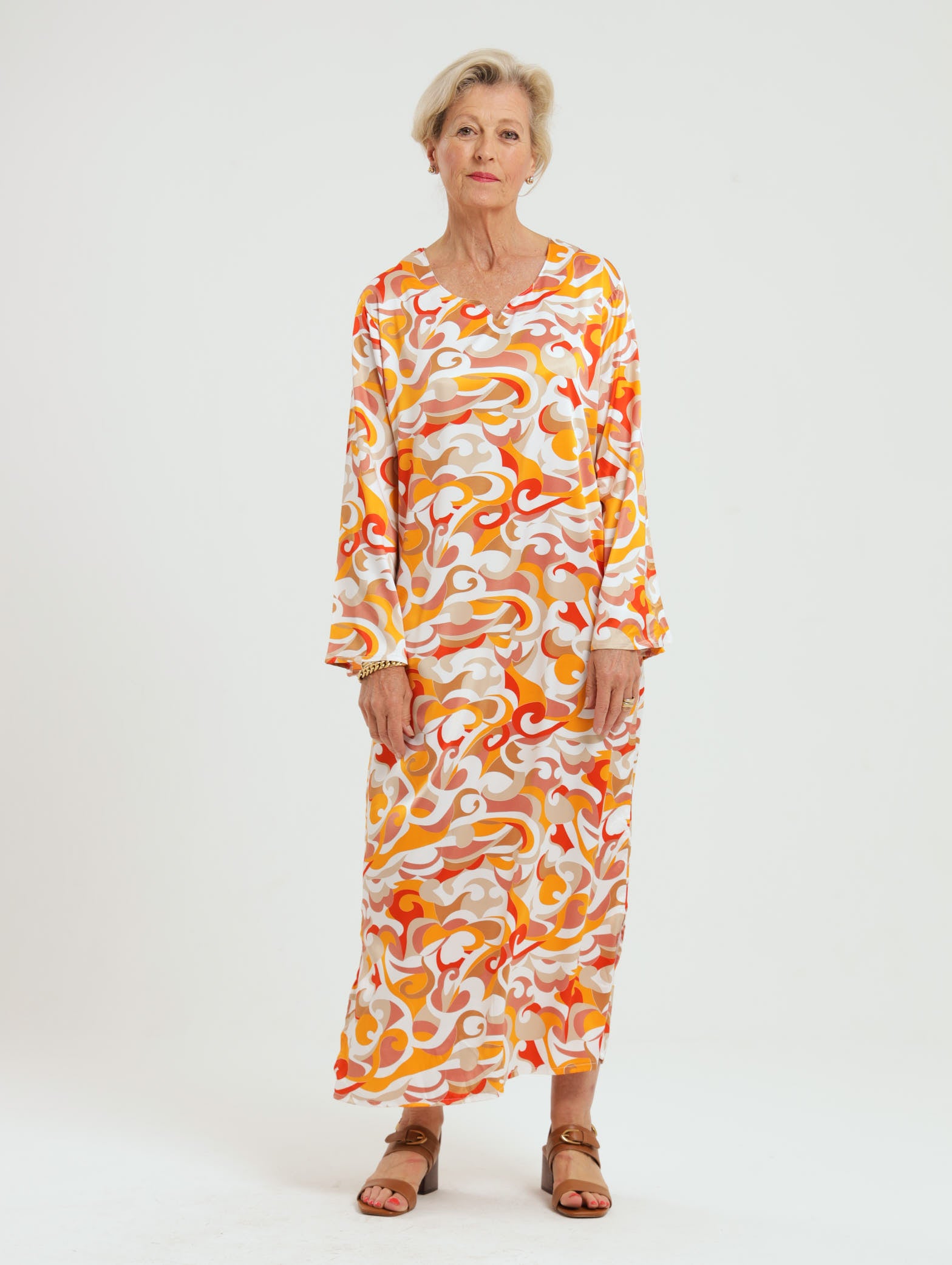 Wattle Kaftan- Orange Swirl