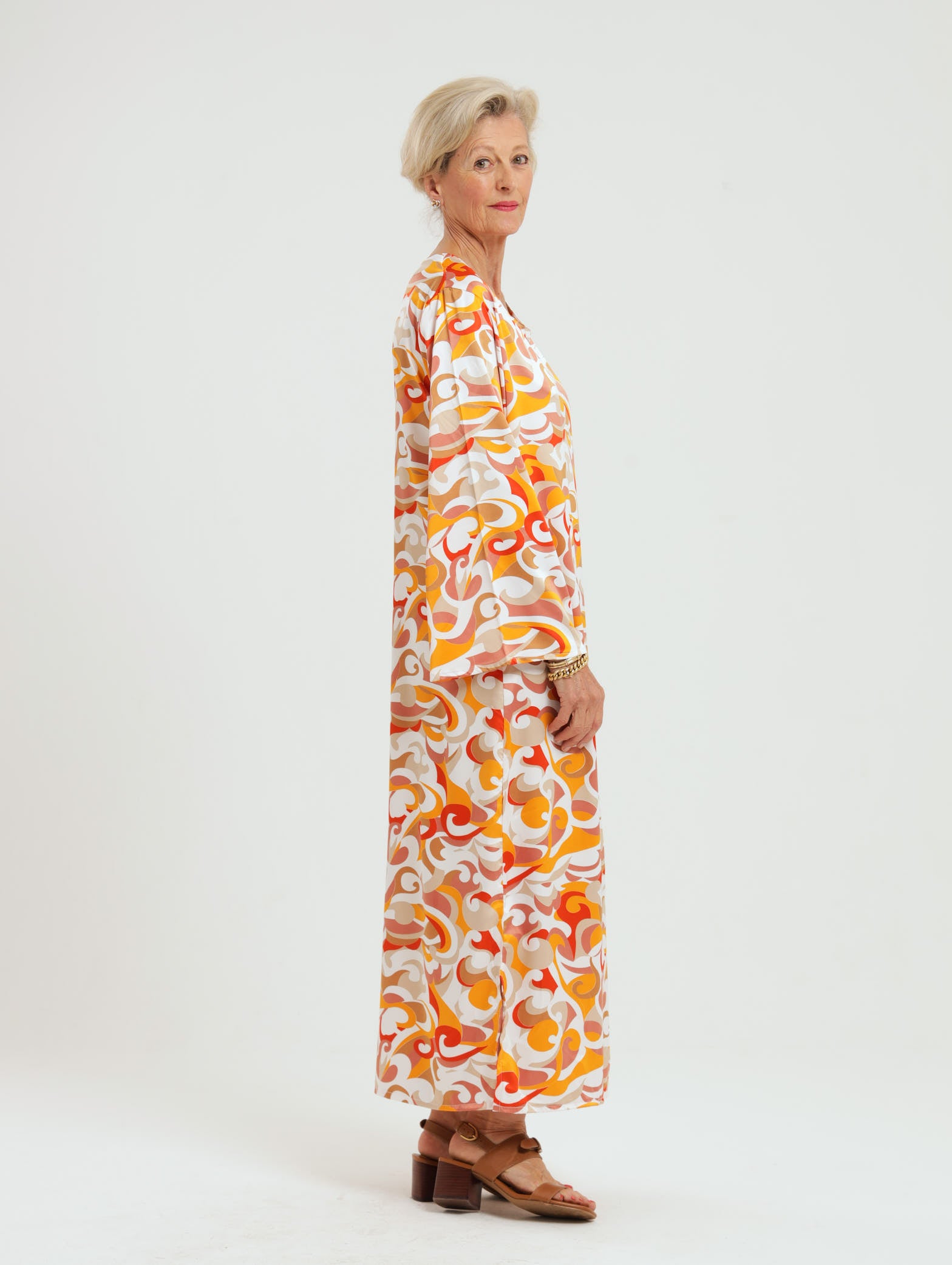 Wattle Kaftan- Orange Swirl