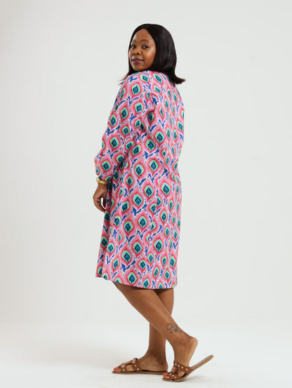 Bamboo Tunic: Pink Ikat