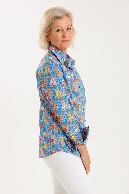 Hibiscus Shirt: Blue