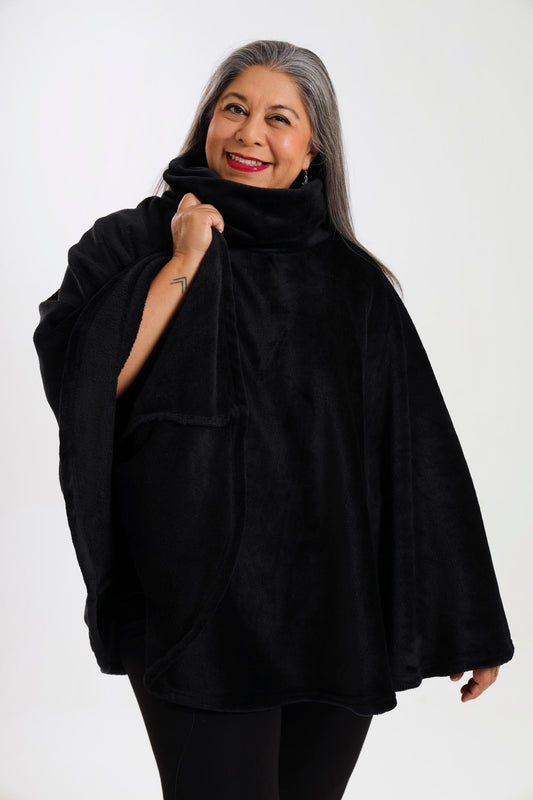 Pansy Poncho- Black