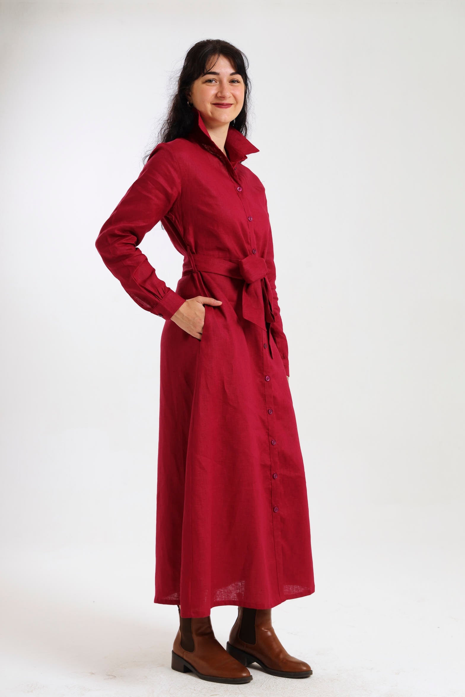 Winter Shirt-Waister- Wine