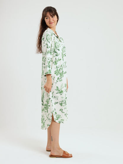 River Indigo Dress- Green Floral