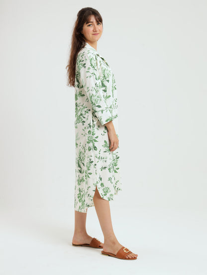 River Indigo Dress- Green Floral