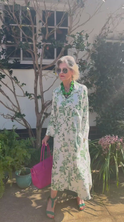 River Indigo Dress- Green Floral