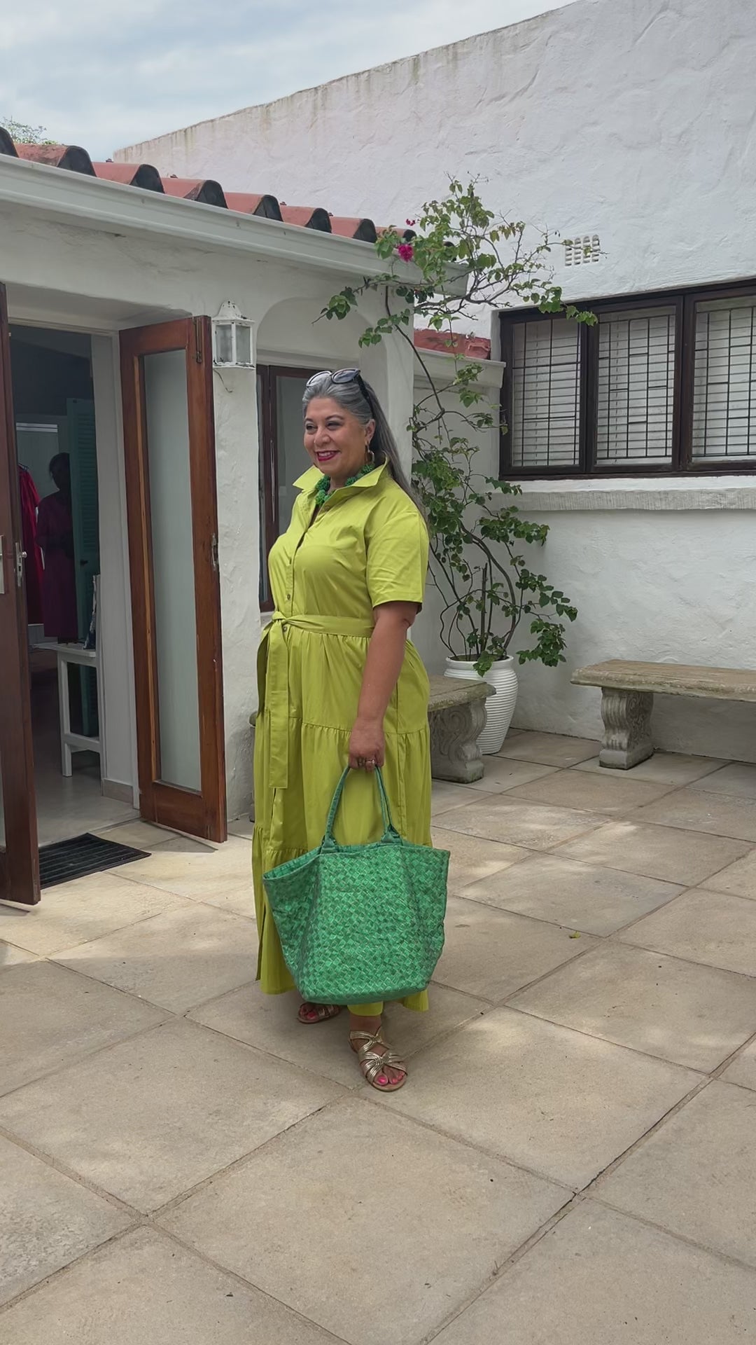 Camellia Dress- Chartreuse