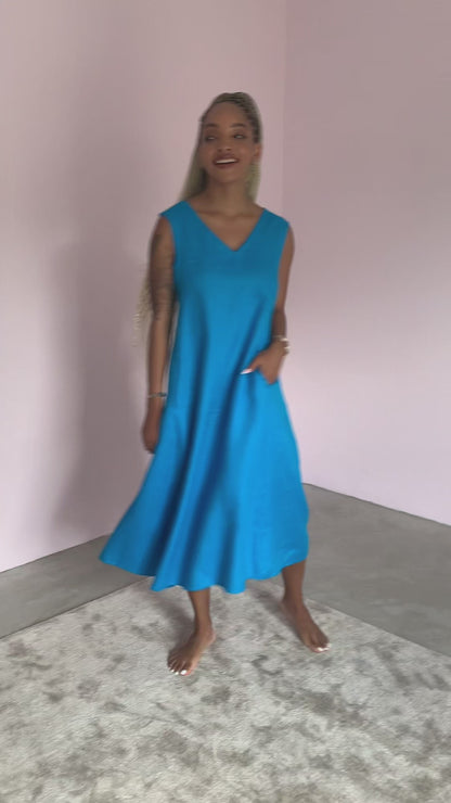 Peony Dress- Turquoise