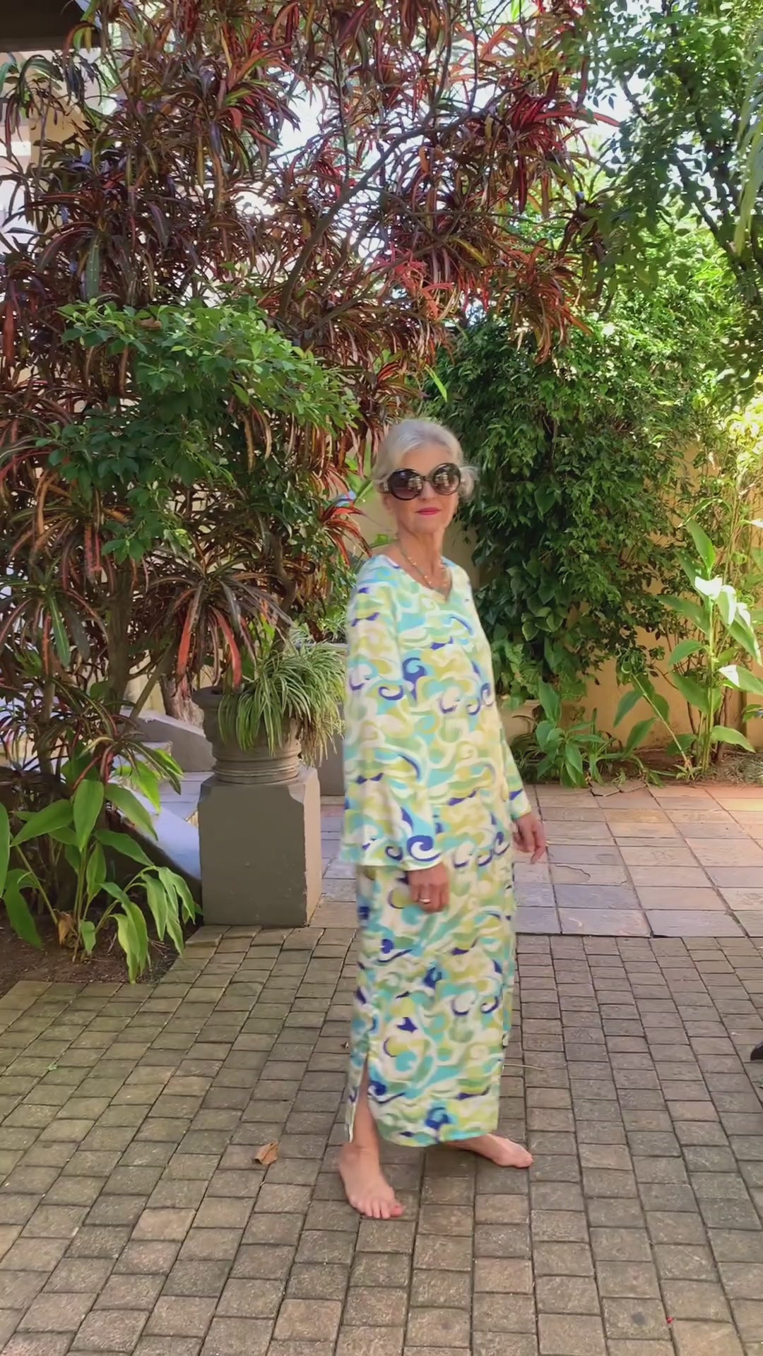 Wattle Kaftan- Green Swirl