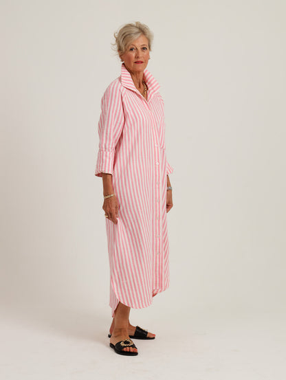 River Indigo Dress- Pink Stripe