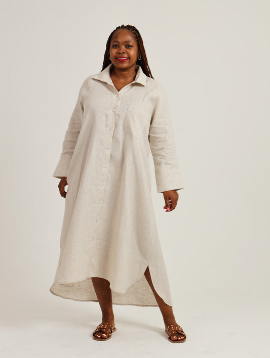 River Indigo Dress- Oatmeal