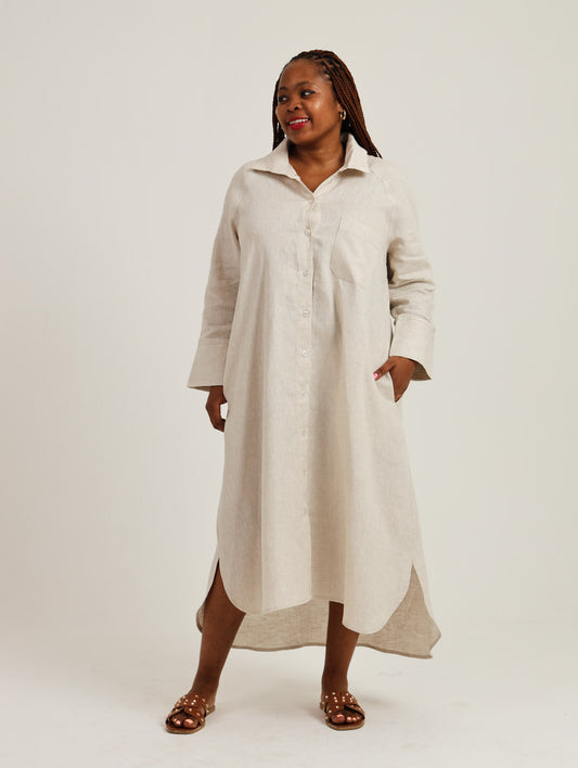 River Indigo Dress- Oatmeal