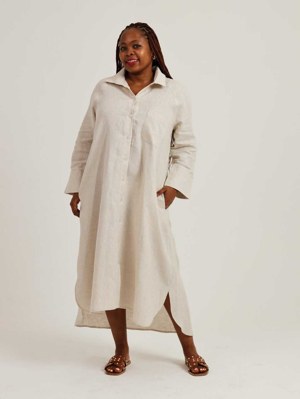 River Indigo Dress- Oatmeal