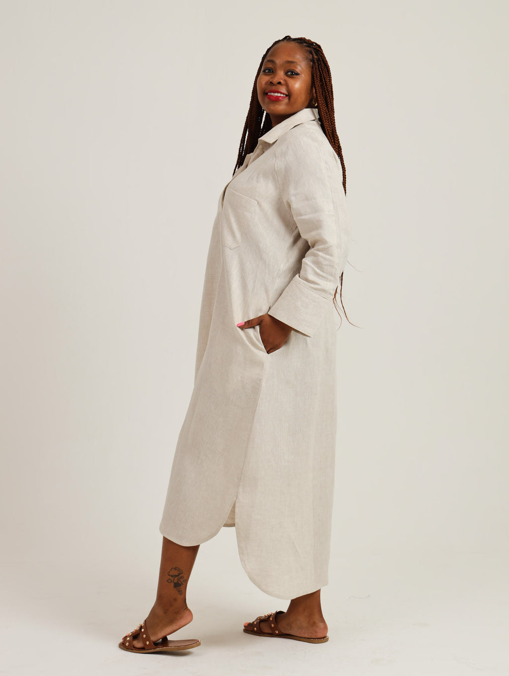 River Indigo Dress- Oatmeal