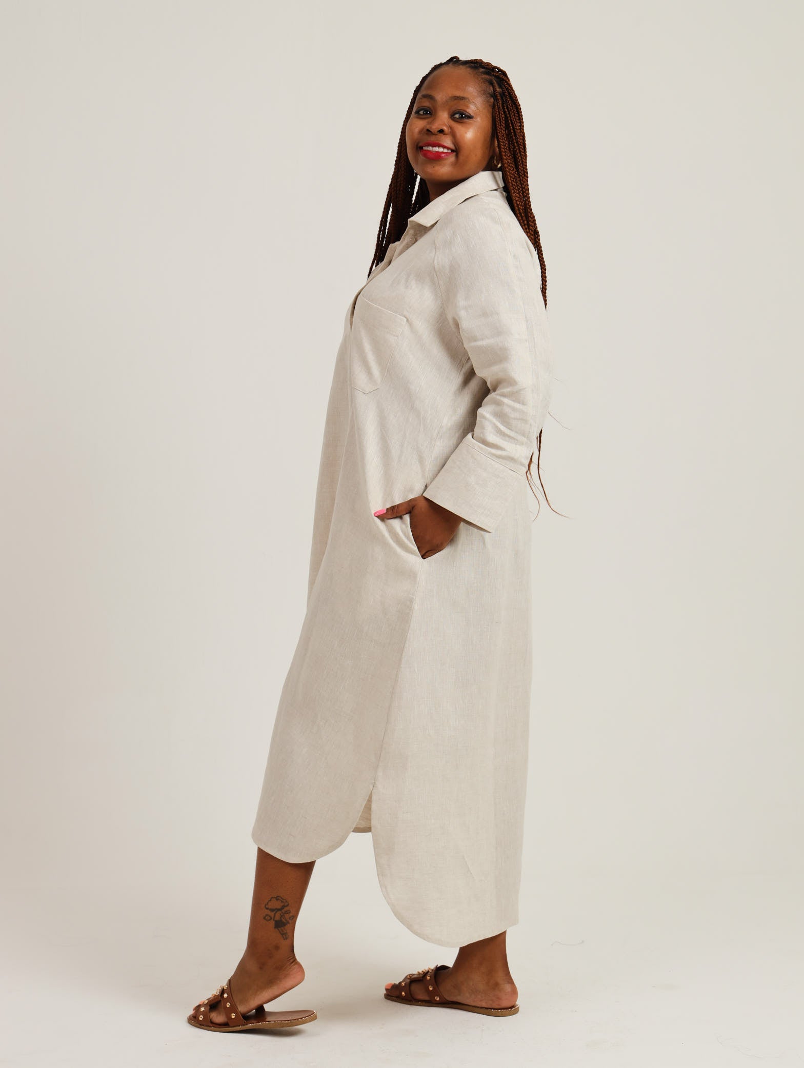 River Indigo Dress- Oatmeal